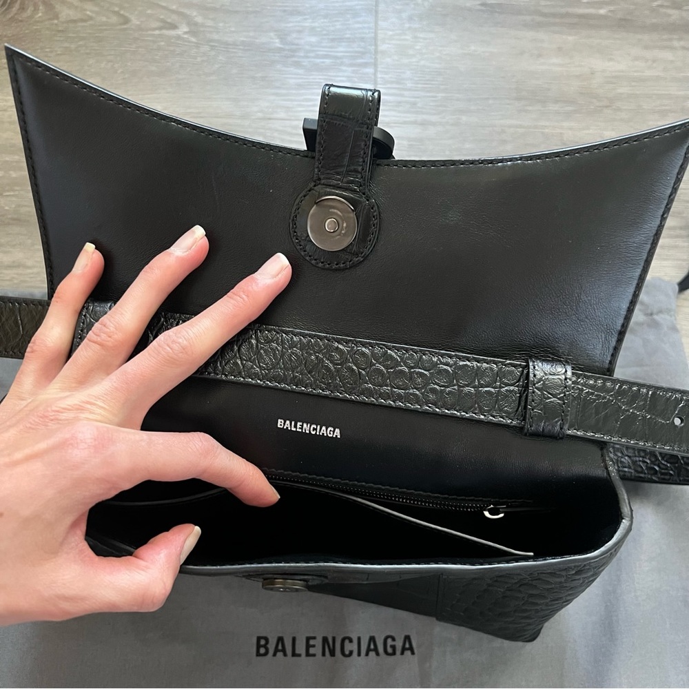 Balenciaga Black Croc XS Soft Hourglass Bag - Picture 7 of 15